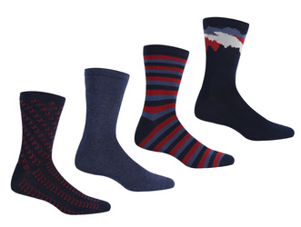 Męskie skarpety Lifestyle 4Pack Regatta RMH049 I Granat/Czerwony